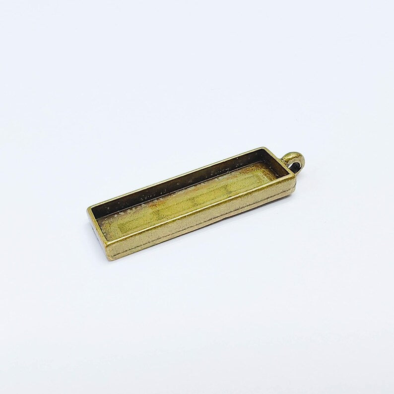 Rectangle Pendant Blank Bezel Antique Bronze Plated (50x13mm)(40x10 mm Bezel Inner Size) G37595