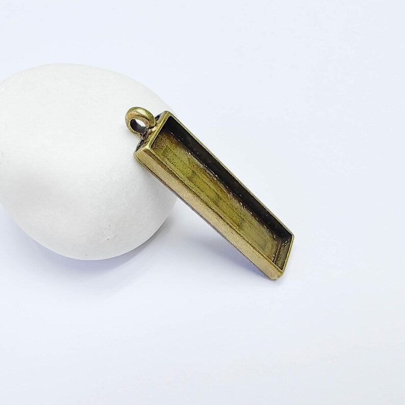 Rectangle Pendant Blank Bezel Antique Bronze Plated (50x13mm)(40x10 mm Bezel Inner Size) G37595