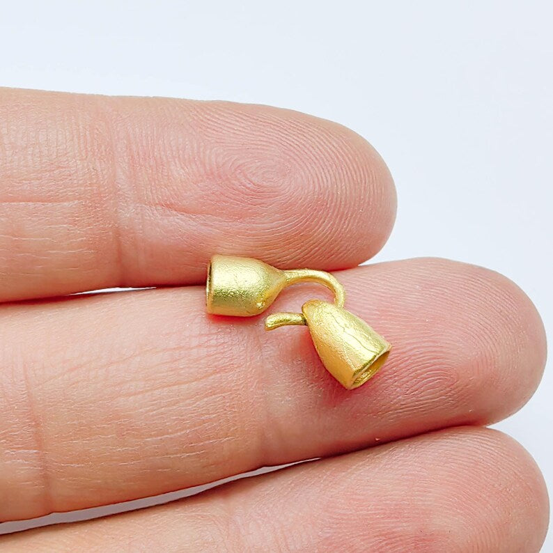 Cord End Caps, Hook Cord Clasp, Gold Finish, Jewelry Connector for Bracelet Necklace G37616