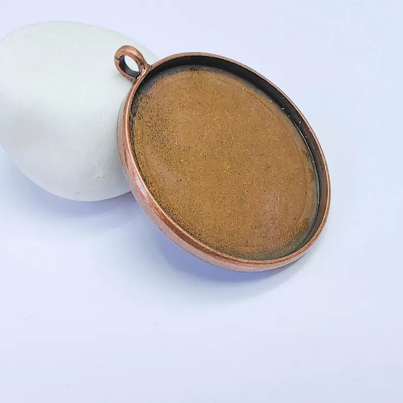 Large Pendant Blank, 50mm Round Bezel, Antique Copper, Zamac Jewelry Base, G37596