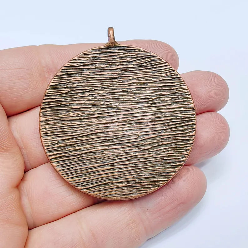 Large Pendant Blank, 50mm Round Bezel, Antique Copper, Zamac Jewelry Base, G37596