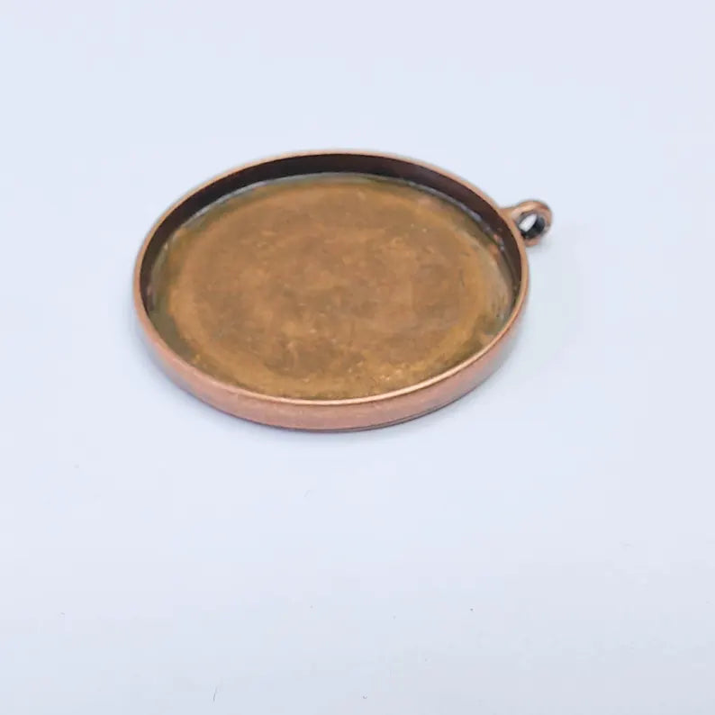 Round Pendant Blanks, Resin Bezel Bases, Mosaic Mountings, Antique Copper Plated (40mm) G37601