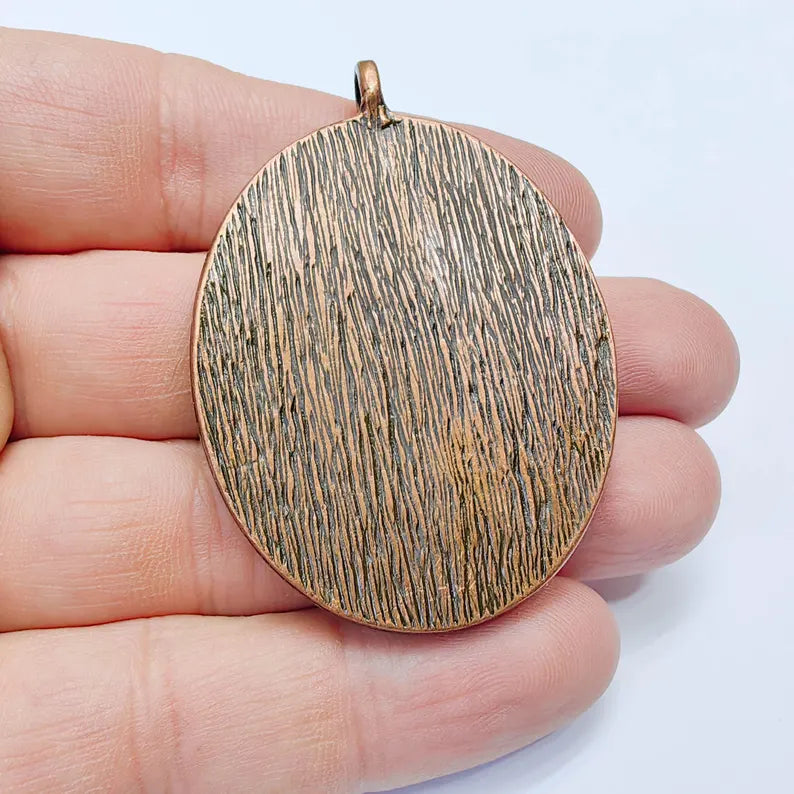 Large Oval Pendant Blanks, Resin Bezel Base, Mosaic Mountings, Antique Copper Plated 50x40mm G37606