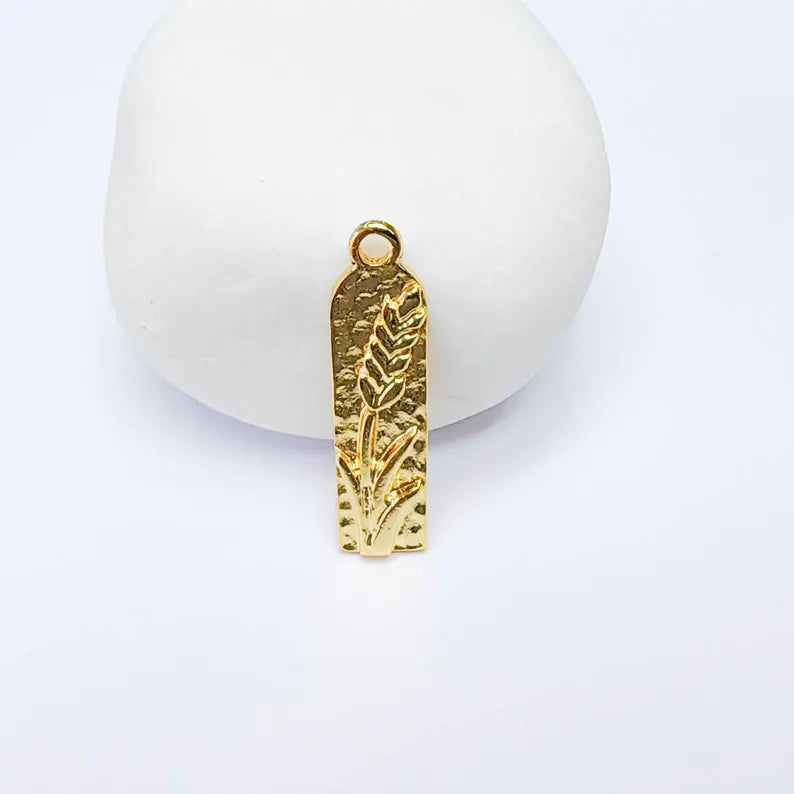 Lavender Charm, Wheat Pendant, Nature Bracelet Earring, 24k Plated G37614