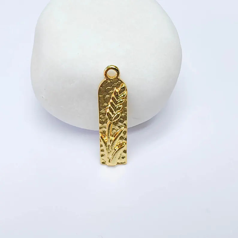 Lavender Charm, Wheat Pendant, Nature Bracelet Earring, 24k Plated G37614