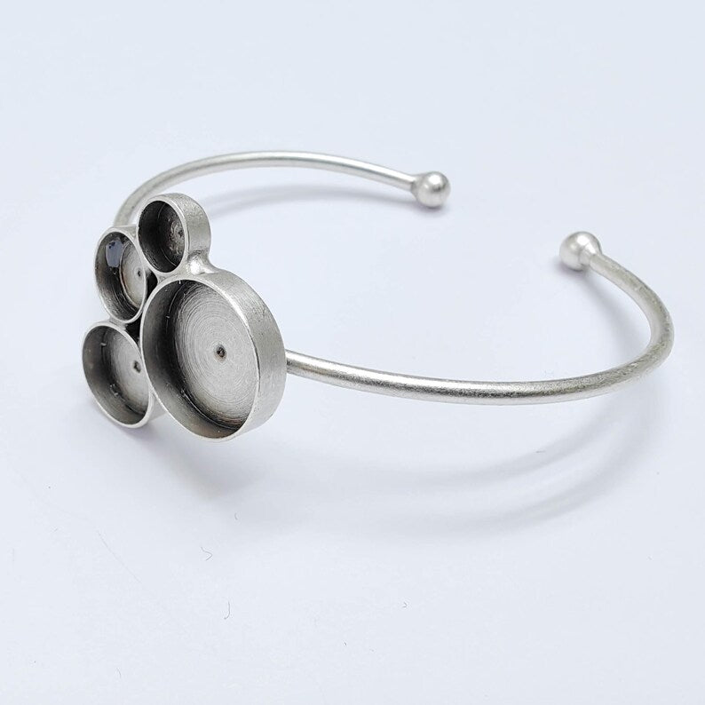 Adjustable Bracelet Base, Multi Bezel Cuff, Antique Silver, Resin Jewelry Setting, 6,8,10,14mm G37651
