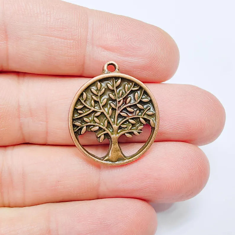 Tree Charms, Pendant, Boho Dangle Earring, Antique Copper Plated 26x23mm G37687
