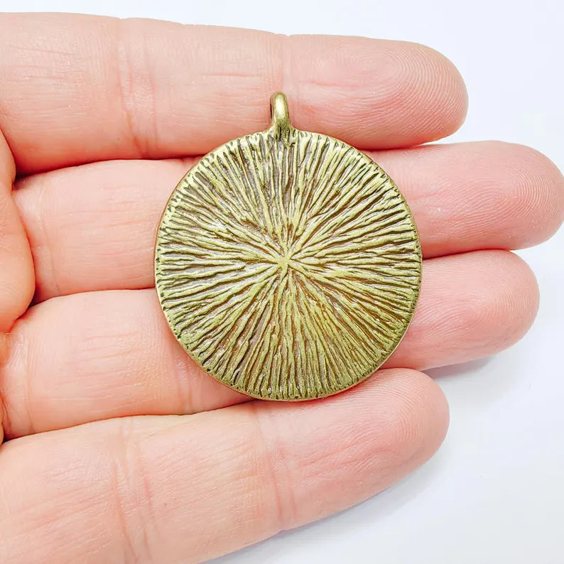 Round Pendant Blanks, Resin Bezel Bases, Mosaic Mountings, Dry flower Frame, Polymer Clay base, Antique Bronze Plated (35mm) G37689