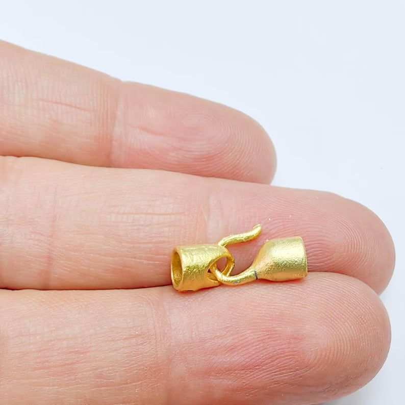 Cord End Caps, Hook Cord Clasp, Gold Finish, Jewelry Connector for Bracelet Necklace G37616