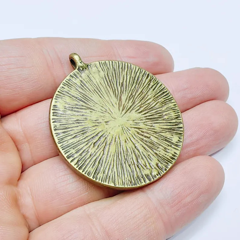 Round Pendant Blanks, Resin Bezel Bases, Mosaic Mountings, Antique Bronze Plated (40mm) G37621