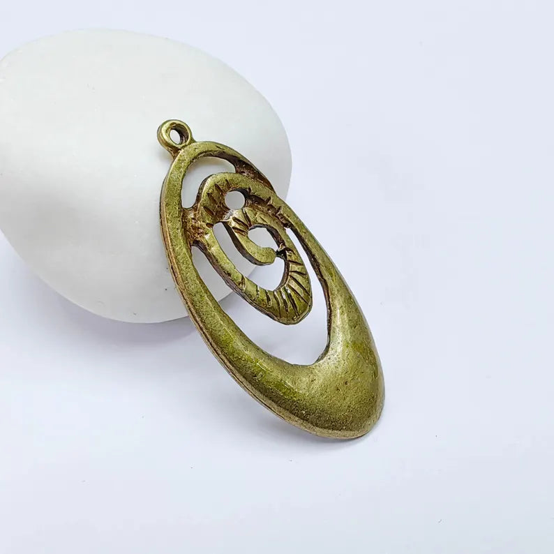 Swirl Charms, Ethnic Charm, Earring Charm, Pendant, Necklace Parts, Antique Bronze Plated 49x22mm G37623