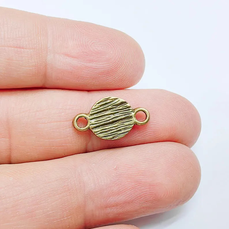 4 Round Cabochon Connector, Bracelet Necklace Blank, 8mm Bezel, Antique Bronze Plated, G37736