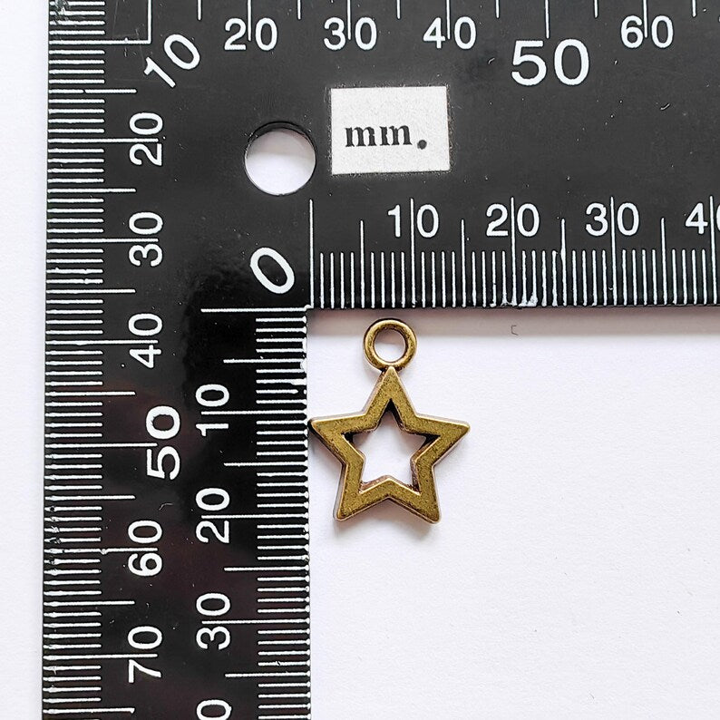 5 Star Charm Pendant, Openwork Bronze Earring Bracelet Star, 20×16mm G37638