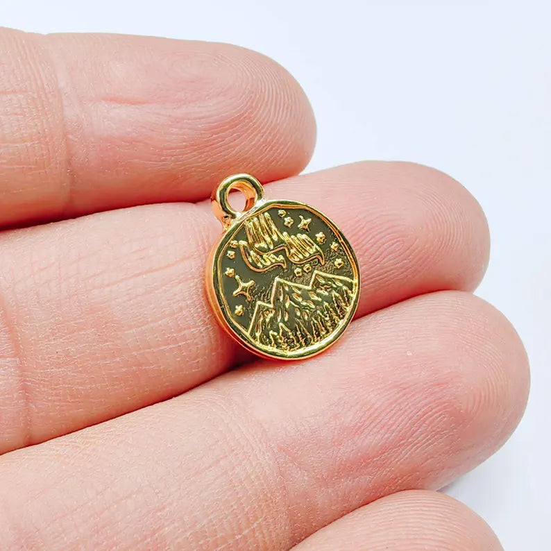 4 Pcs Aurora Borealis Charm, Double Sided 24K Shiny Gold, Northern Lights Jewelry Supplies, 16x13mm G37641