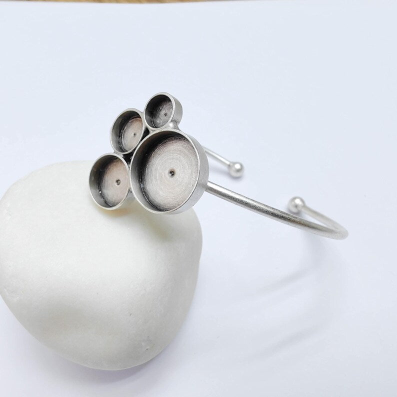 Adjustable Bracelet Base, Multi Bezel Cuff, Antique Silver, Resin Jewelry Setting, 6,8,10,14mm G37651