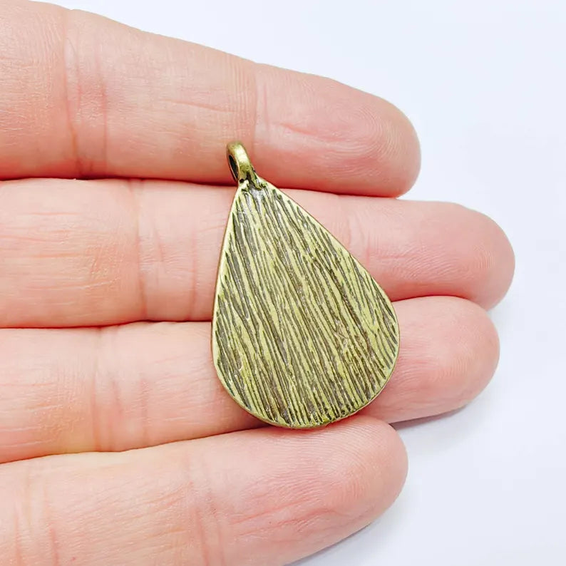 Drop Pear Pendant Blanks, Resin Bezel Bases, Mosaic Mountings, Antique Bronze Plated (30x22mm) G37681