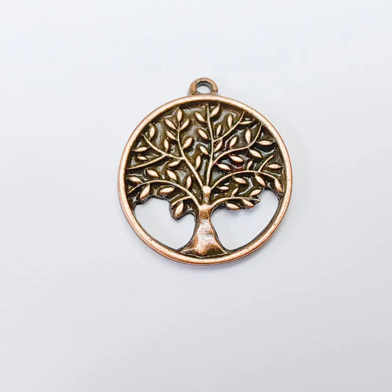 Tree Charms, Pendant, Boho Dangle Earring, Antique Copper Plated 26x23mm G37687
