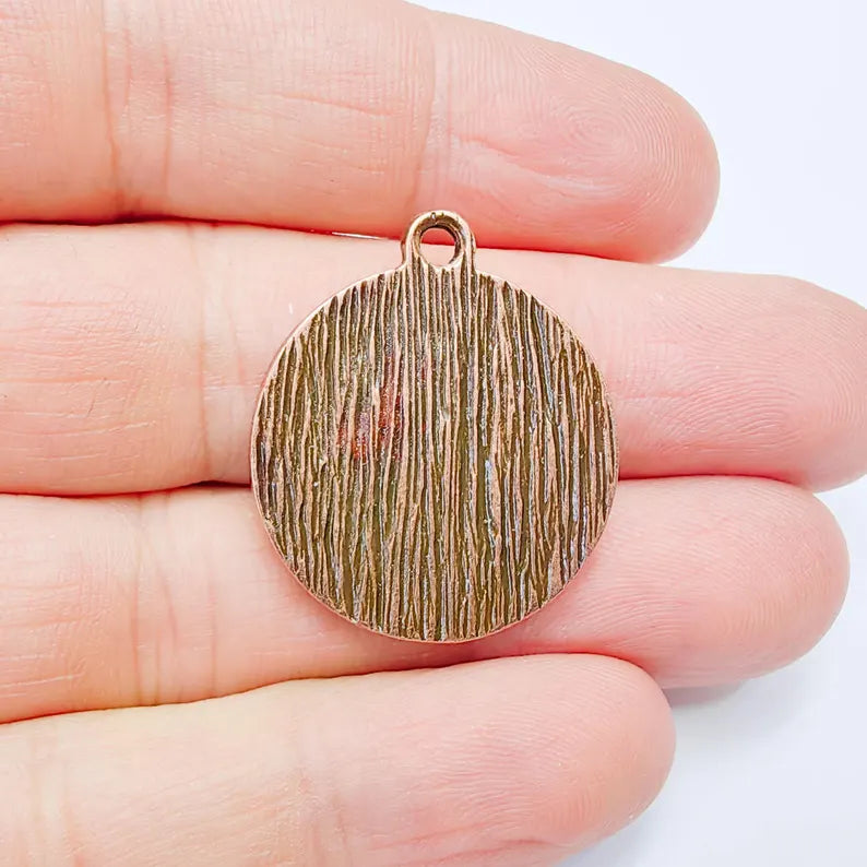 Round Bezel Pendant, 25mm Inner Size, Antique Copper Plated, Zamac Jewelry Finding, 31x26mm, G37778