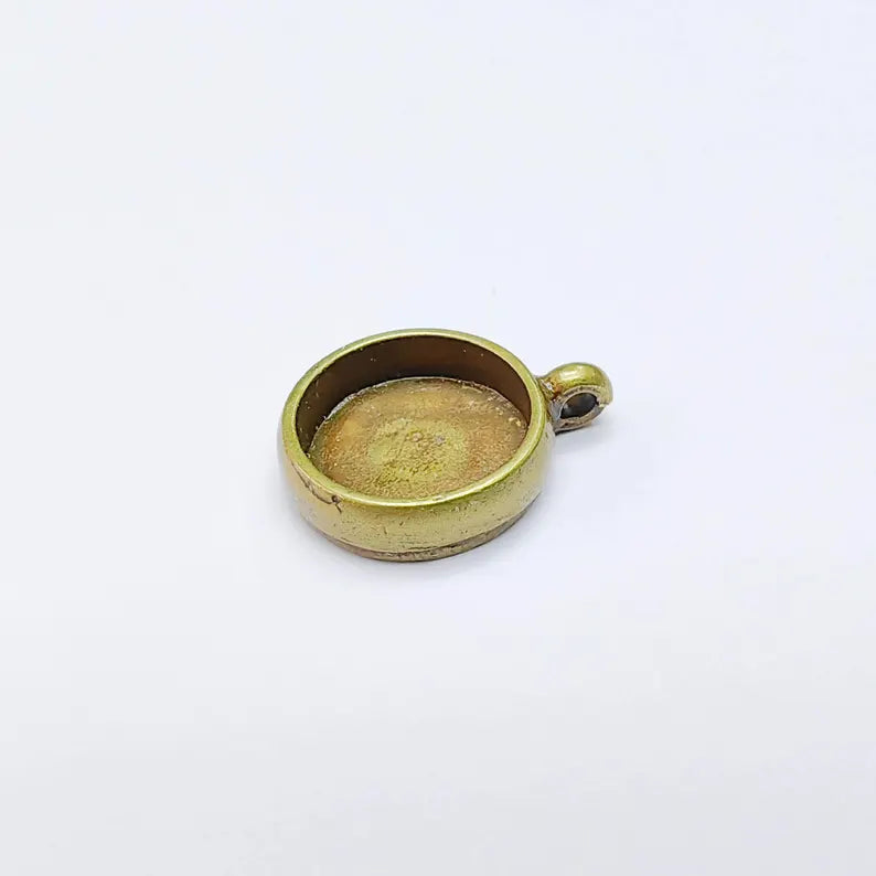 2 Round Pendant Blanks, Resin Bezel Bases, Mosaic Mountings, Dry flower Frame, Polymer Clay base, Antique Bronze Plated (12mm) G37740