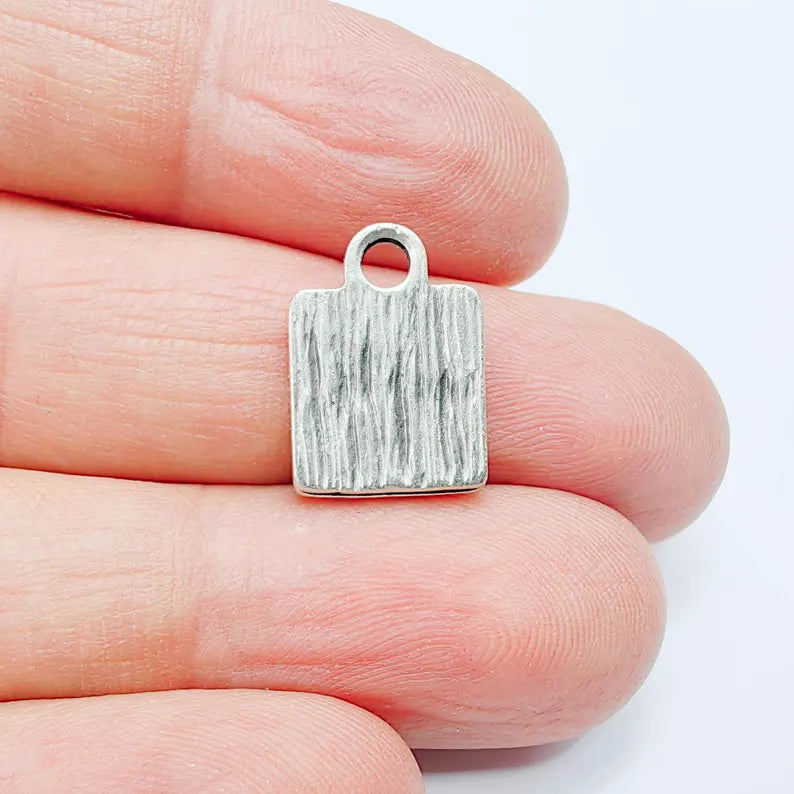 4 Square Bezel Pendant, 10x10mm Inner Size, Antique Silver Plated, Zamac Jewelry Finding, 16x12mm, G37791