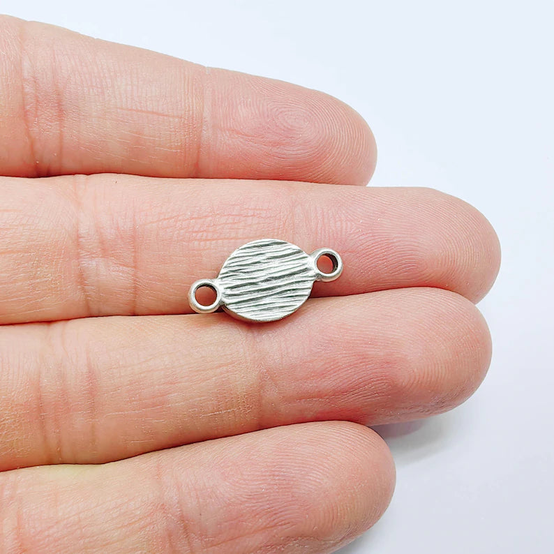4 Oval Bezel Connector Pendant, Cabochon Blank, Antique Silver Plated, 10x8mm, G37812