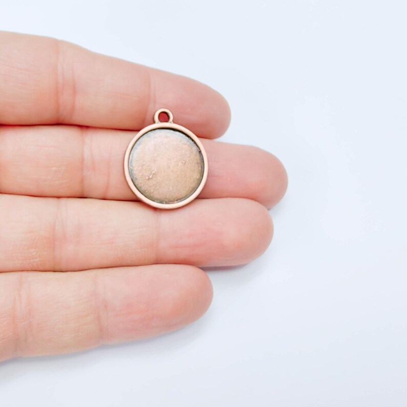 Round Bezel Pendant, 20mm Inner Size, Antique Copper Plated, Jewelry Finding, G37824