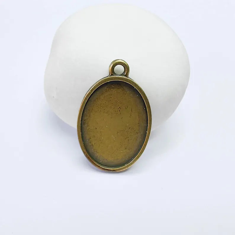 Oval Bezel Pendant, 25x18mm Inner Size, Antique Bronze Plated Zamac Jewelry Finding, G37816