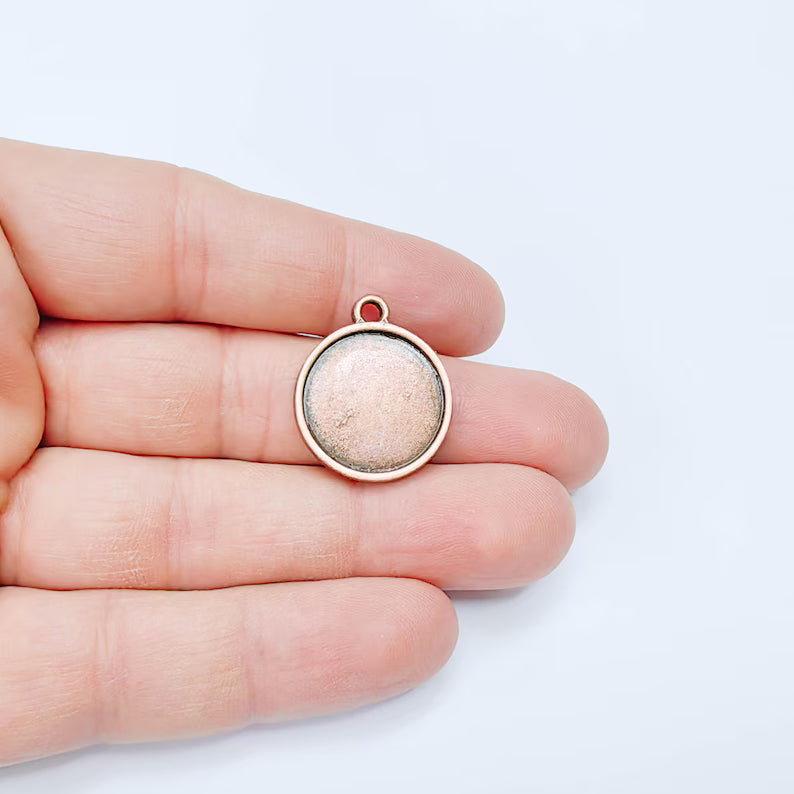 Round Bezel Pendant, 20mm Inner Size, Antique Copper Plated, Jewelry Finding, G37824