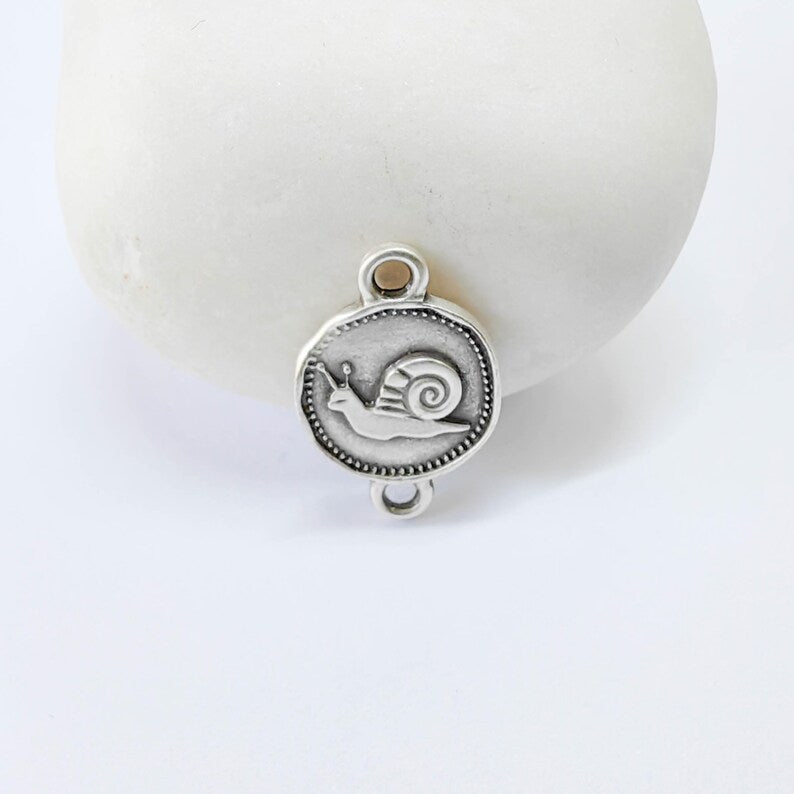 4 Snail Connector Charm, Nature Animal Design, Oval Shape, Double Sided, 16x13mm, G37833