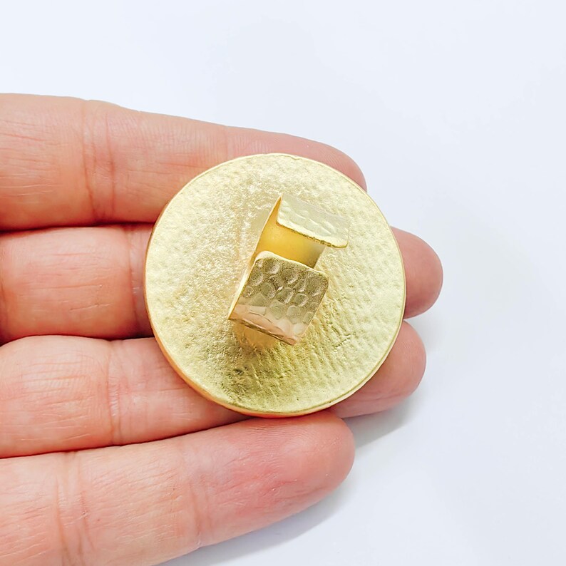 Hammered Ring Blank Setting Cabochon Base inlay Mounting Adjustable Bezel 40mm Gold Plated G37832