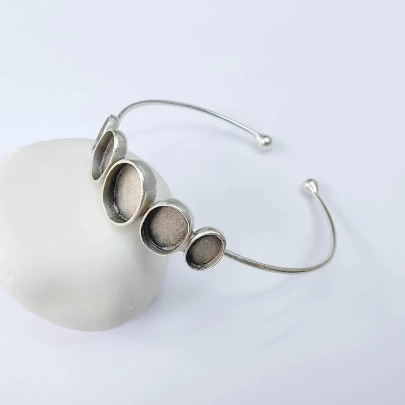 Adjustable Bracelet Blank, Multi Oval Bezel Cuff, 13x10mm 11x9mm 9x6mm Settings, G37893
