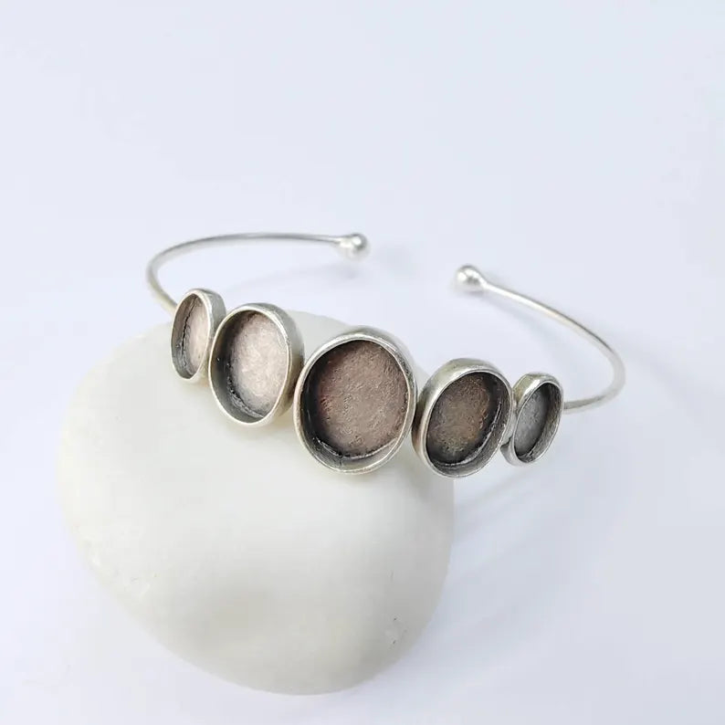 Adjustable Bracelet Blank, Multi Oval Bezel Cuff, 13x10mm 11x9mm 9x6mm Settings, G37893