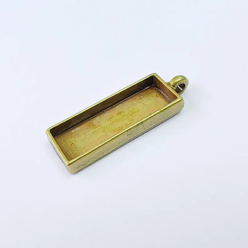 Rectangle Pendant Blank, Resin Bezel Base (30x10mm), Antique Bronze Plated G37908