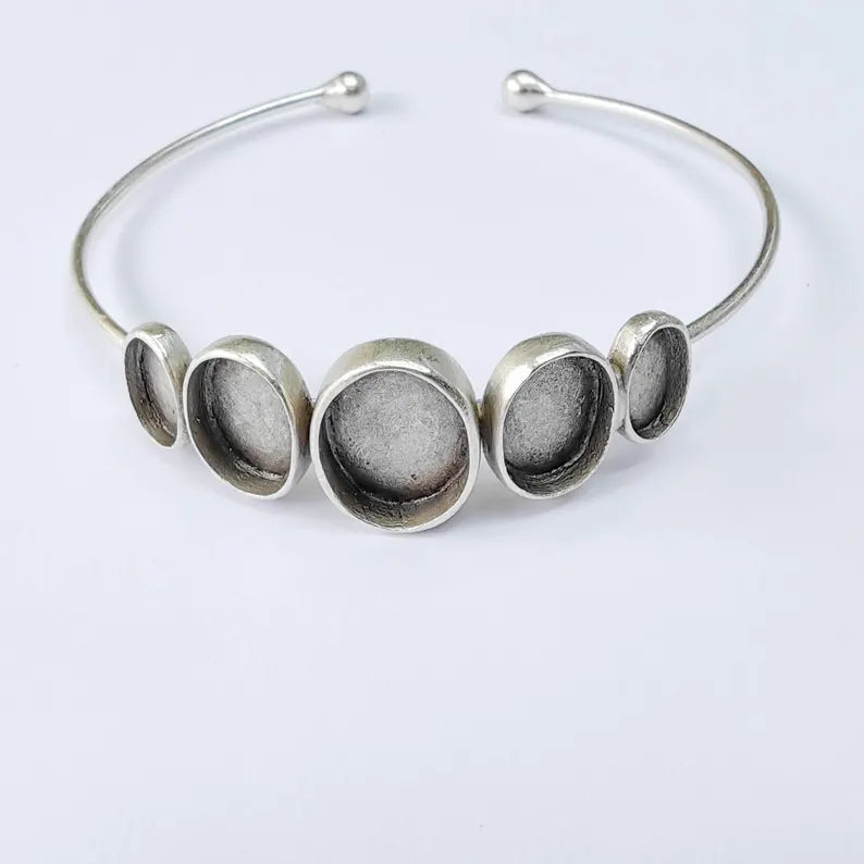 Adjustable Bracelet Blank, Multi Oval Bezel Cuff, 13x10mm 11x9mm 9x6mm Settings, G37893