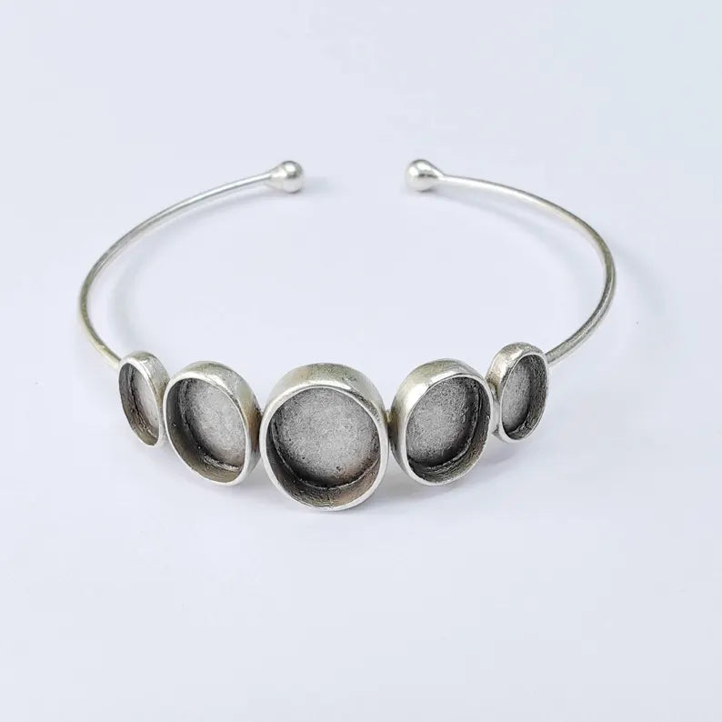 Adjustable Bracelet Blank, Multi Oval Bezel Cuff, 13x10mm 11x9mm 9x6mm Settings, G37893