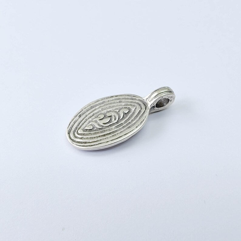 Oval Wave Charm Pendant, Minimal Ocean Design, Antique Silver Plated, 30x15mm, G37906