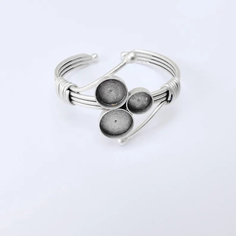 Multi Bezel Cuff, Adjustable Bracelet Blank, 10mm 12mm 14mm Settings, Layered Base, G37923