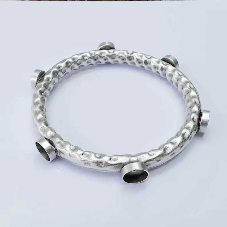 Bangle Bracelet Blank 10mm Bezel, Antique Silver Adjustable Look Bracelet Base, Jewelry Making, G37969