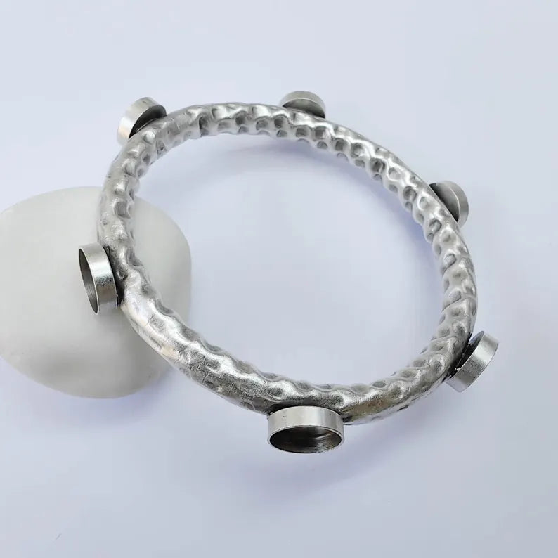 Bangle Bracelet Blank 12mm Bezel, Antique Silver Adjustable Look Bracelet Base, Jewelry Making, G37981