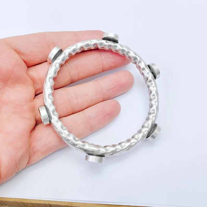 Bangle Bracelet Blank 12mm Bezel, Antique Silver Adjustable Look Bracelet Base, Jewelry Making, G37981