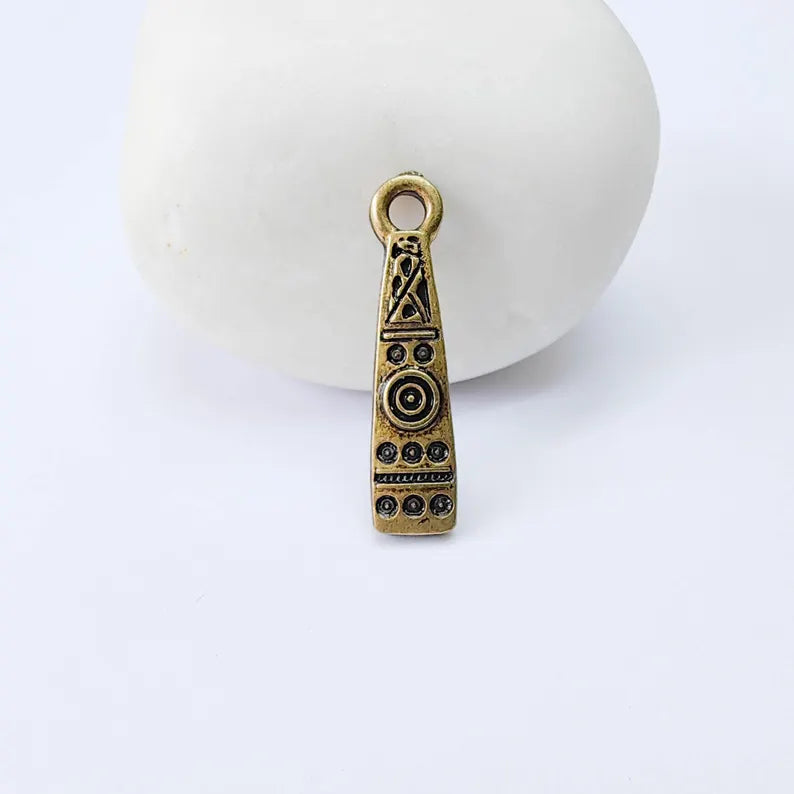 4 Vintage Style Boho Charms, Earring Minimalist Dangle Pendant, Antique Bronze Plated 25x6mm G37996