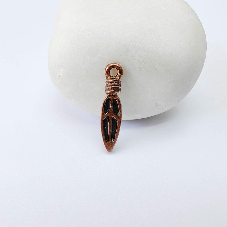 4 Peace Charms, Minimalist Boho Charm, Earring Charms, Dangle Pendant, Necklace Parts, Antique Copper Plated 22x5mm G38009