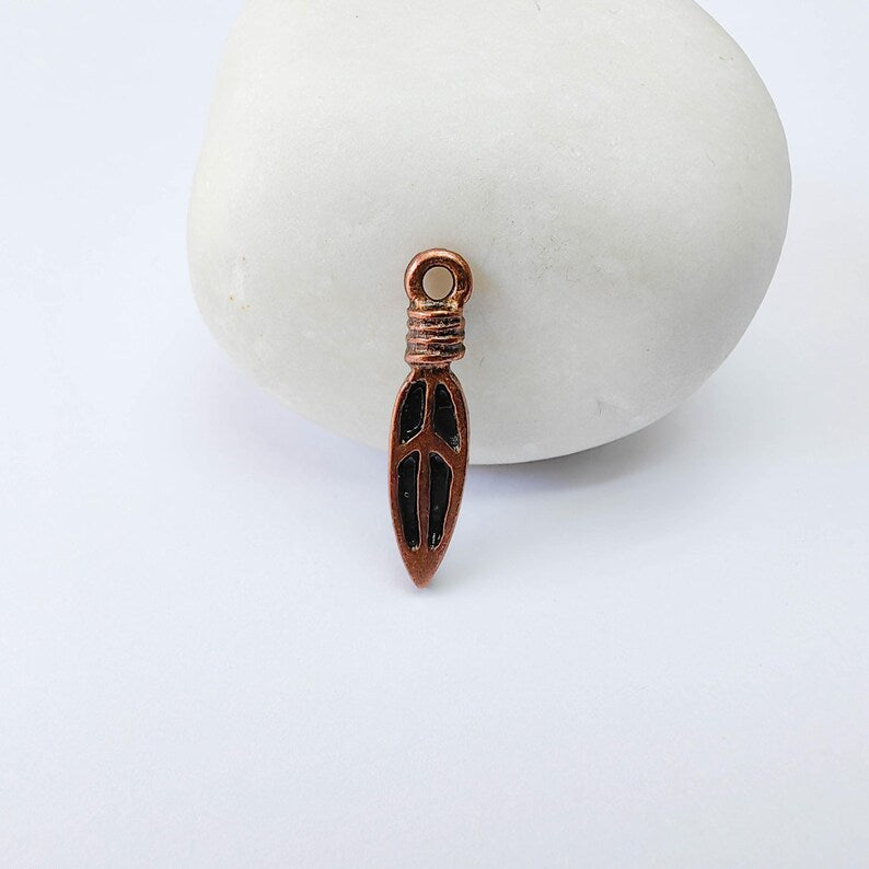 4 Peace Charms, Minimalist Boho Charm, Earring Charms, Dangle Pendant, Necklace Parts, Antique Copper Plated 22x5mm G38009