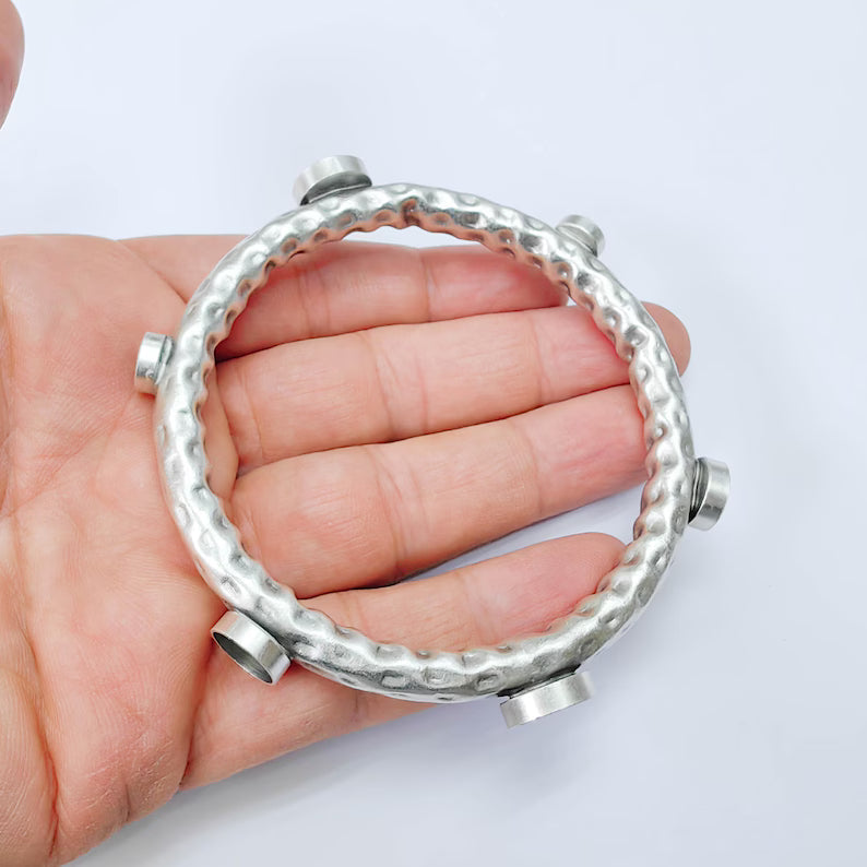 Bangle Bracelet Blank 8-10-12mm Bezel, Antique Silver Adjustable Look Bracelet Base, Jewelry Making, G38013