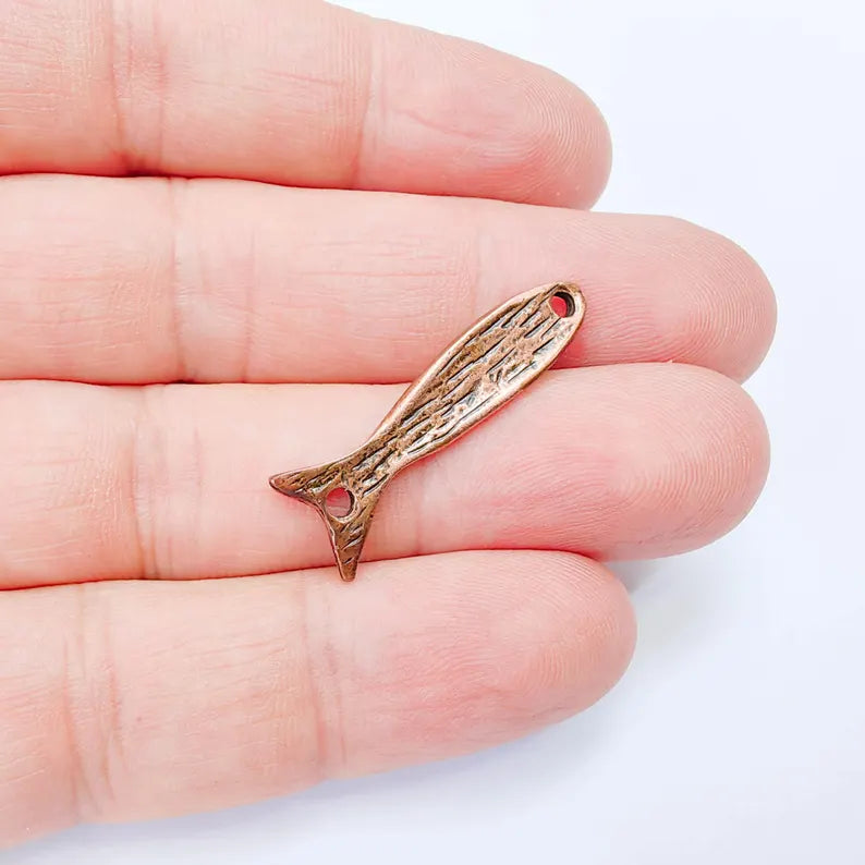 2 Minimal Bar Connector Charm, Slim Geometric Design, Rectangular Shape, Antique Copper Plated 32x7mm, G38029