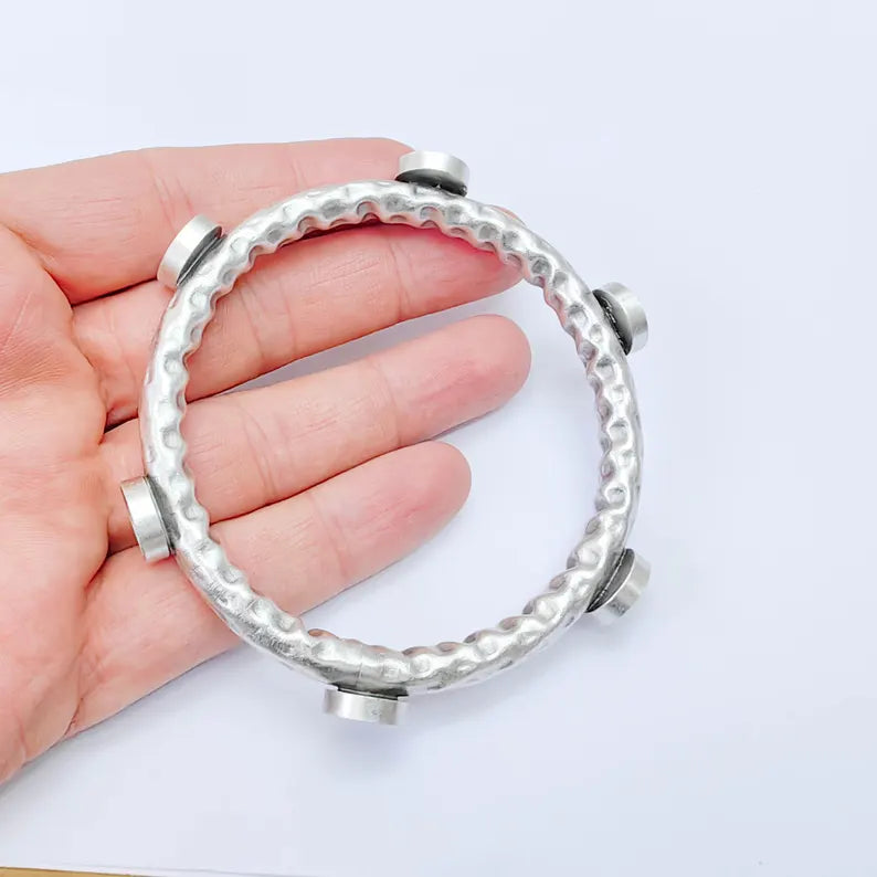 Bangle Bracelet Blank 12mm Bezel, Antique Silver Adjustable Look Bracelet Base, Jewelry Making, G37981
