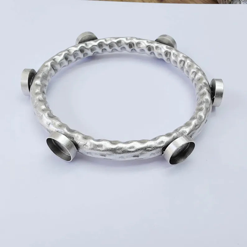 Bangle Bracelet Blank 12mm Bezel, Antique Silver Adjustable Look Bracelet Base, Jewelry Making, G37981