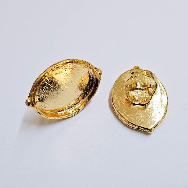 Ring Bezel Base, Oval Setting 39x30mm, 24k Gold Color Adjustable Ring, G37984