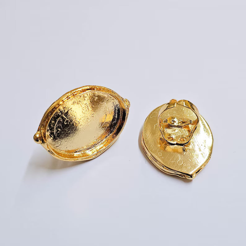 Ring Bezel Base, Oval Setting 39x30mm, 24k Gold Color Adjustable Ring, G37984