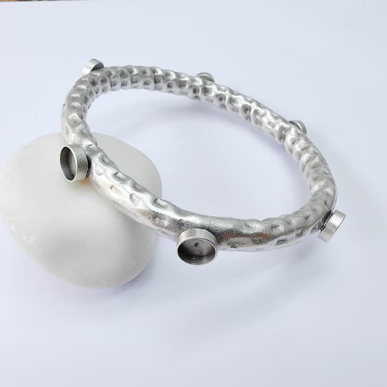 Bangle Bracelet Blank 10mm Bezel, Antique Silver Adjustable Look Bracelet Base, Jewelry Making, G37969 (Copy)